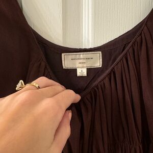 Moulinette Soeurs Deep Brown Pleated Dress